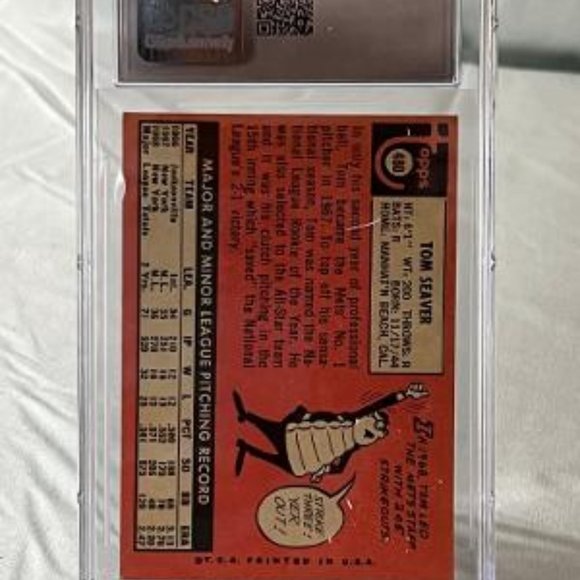 1969 TOPPS TOM SEAVER #480 CSG 5 - Picture 3 of 3